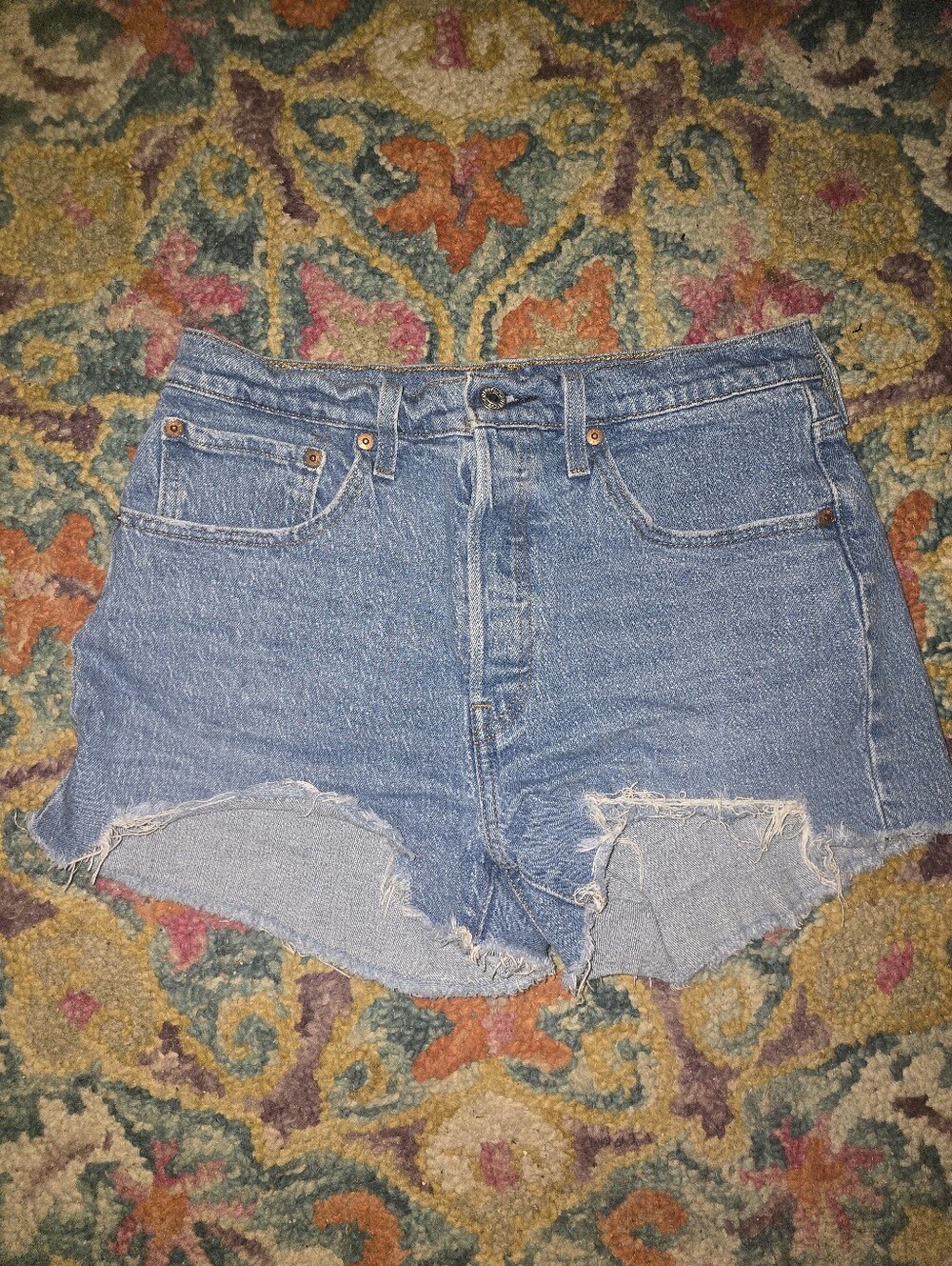 High-Rise Classic Blue Denim Cutoff Shorts